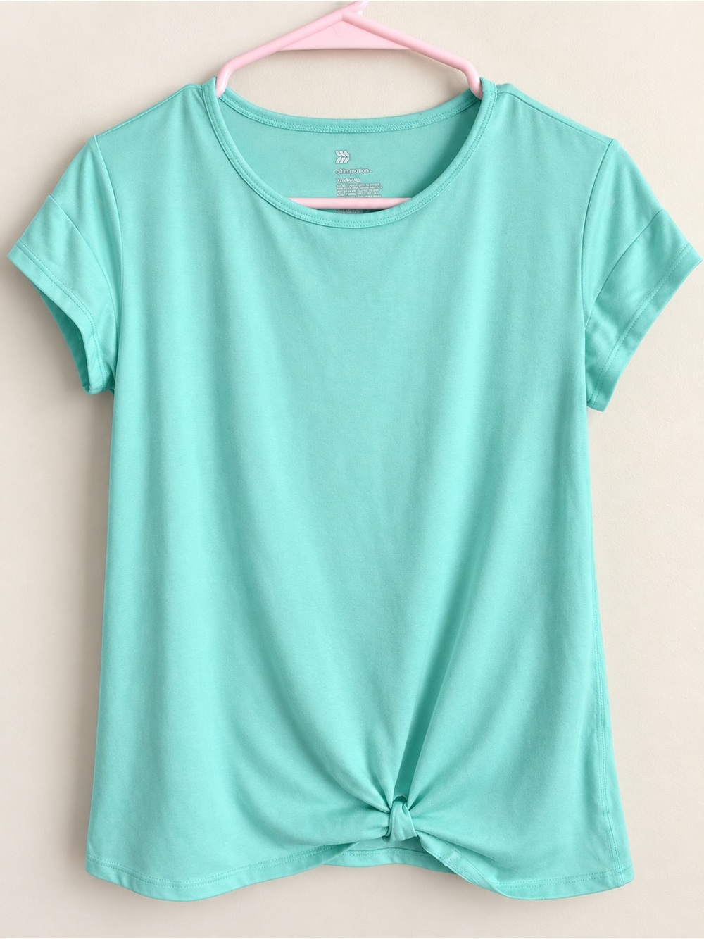 all in motion Aqua Knot-Front Short Sleeve Tee